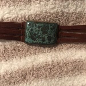 Dandy Jewelry choker/ bracelet never worn turquoise on brown fringe